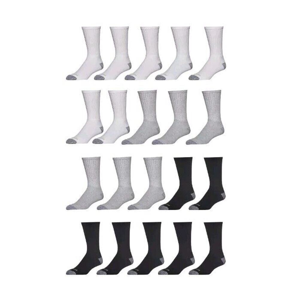 Wrangler Rustler Men’s Cushion Crew Socks, 20 pack Reinforced Heel & Toe